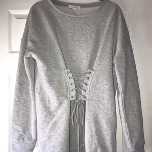 Lace up sweater dress